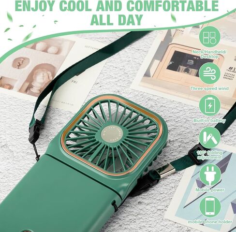2 Pcs Foldable Fan Small Portable Mini Fan USB Neck Quiet Fan Handheld Personal Battery Operated 3 Speeds Desk Fan for Home Office Outdoor Travel (Black, F30 with Power Bank) in Saudi Arabia