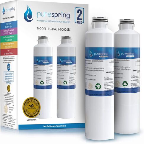PureSpring DA29-00020B Replacement Samsung Refrigerator Water Filter HAF-CIN, RH22H9010SR, RF26J7500SR, RF4287HARS, RS261MDRS, NSF/ANSI 42 Certified (2 Pack) in Saudi Arabia