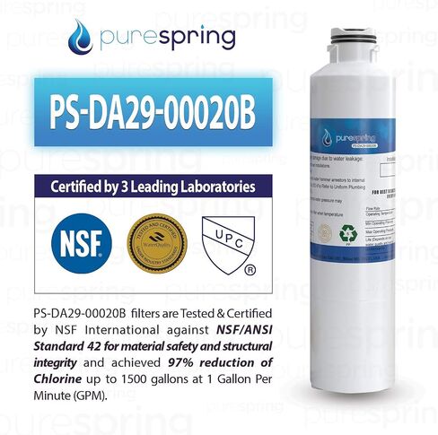 PureSpring DA29-00020B Replacement Samsung Refrigerator Water Filter HAF-CIN, RH22H9010SR, RF26J7500SR, RF4287HARS, RS261MDRS, NSF/ANSI 42 Certified (2 Pack) in Saudi Arabia