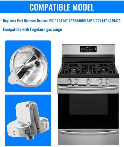 QAGGUM 5304502763 Stove Knob Replacement Kit Fit for Frigidaire Gas Stove Knob DGGF3046RFA DGGF3046RFB DGGF3046RFC Replace PS11724147 AP5984069, Silver Range Burner Control Knob, 5 Pcs in Saudi Arabia