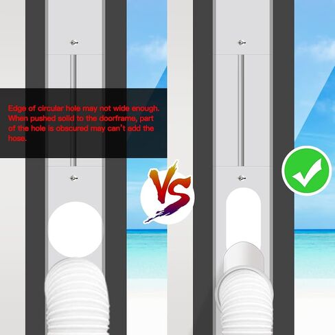 مجموعة نافذة التيار المتردد المحمولة من Gulrear للنافذة الرأسية أجزاء ختم نافذة مكيف الهواء المحمولة بطول قابل للتعديل من 20 بوصة إلى 62 بوصة مجموعة فتحات تهوية تيار متردد للنافذة المنزلقة مناسبة لخرطوم العادم بقطر 5.0 بوصة/13 سم in Kuwait