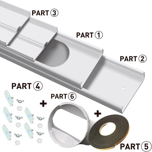 مجموعة نافذة التيار المتردد المحمولة من Gulrear للنافذة الرأسية أجزاء ختم نافذة مكيف الهواء المحمولة بطول قابل للتعديل من 20 بوصة إلى 62 بوصة مجموعة فتحات تهوية تيار متردد للنافذة المنزلقة مناسبة لخرطوم العادم بقطر 5.0 بوصة/13 سم in Kuwait