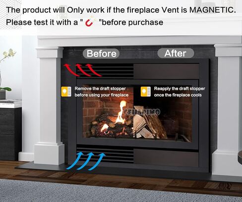 Fireplace Magnetic Vent Covers(36" L x 4" W)-Magnetic Fireplace Draft Stopper in Saudi Arabia