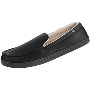 isotoner Men's Moccasin Slippers with Microsuede Upper and Gel Infused Memory Foam Sole