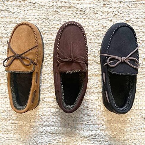 Dearfoams Men's Microsuede Moccasin with Tie Slipper in Saudi Arabia