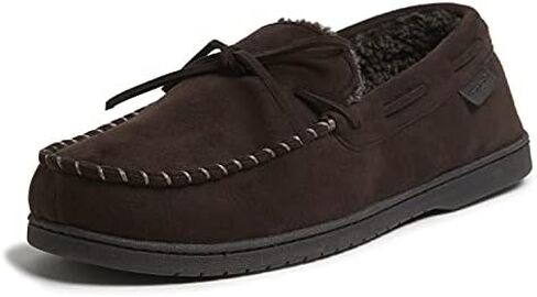 Dearfoams Men's Microsuede Moccasin with Tie Slipper in Saudi Arabia