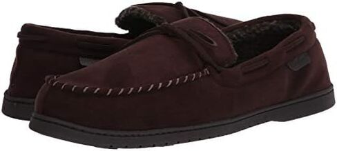 Dearfoams Men's Microsuede Moccasin with Tie Slipper in Saudi Arabia