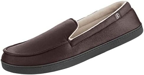 isotoner Men's Moccasin Slippers with Microsuede Upper and Gel Infused Memory Foam Sole in Saudi Arabia
