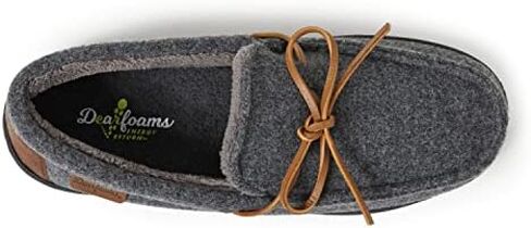 Dearfoams mens Woodstock Energy Return Comfort Indoor/Outdoor Memory Foam Moccasin With Tie in Saudi Arabia