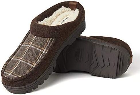 Dearfoams Men's Wyatt Woven Plaid and Microwool Clog Slipper in Saudi Arabia