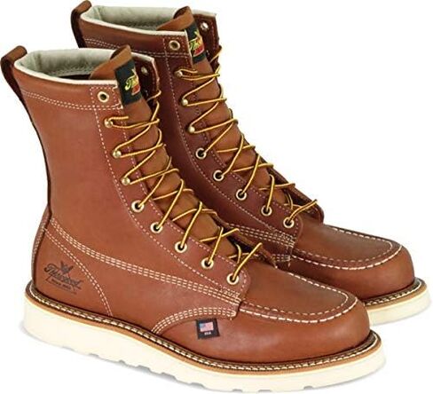 Thorogood American Heritage 8" Steel Toe Work Boots for Men - Full-Grain Leather with Moc Toe, Slip-Resistant Wedge Outsole, and Comfort Insole; EH Rated in Saudi Arabia