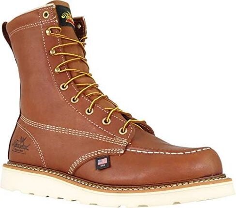 Thorogood American Heritage 8" Steel Toe Work Boots for Men - Full-Grain Leather with Moc Toe, Slip-Resistant Wedge Outsole, and Comfort Insole; EH Rated in Saudi Arabia