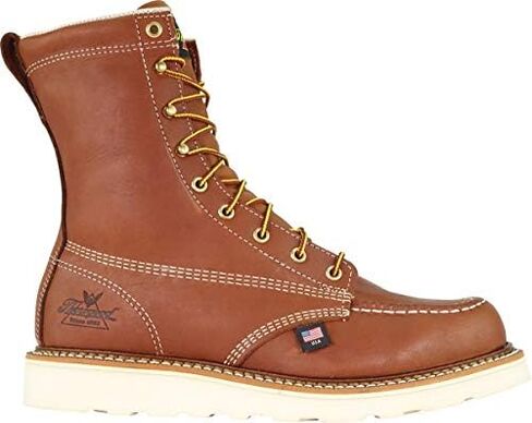Thorogood American Heritage 8" Steel Toe Work Boots for Men - Full-Grain Leather with Moc Toe, Slip-Resistant Wedge Outsole, and Comfort Insole; EH Rated in Saudi Arabia