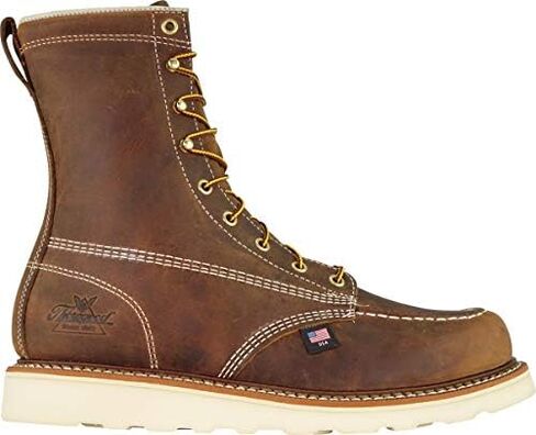 Thorogood American Heritage 8" Steel Toe Work Boots for Men - Full-Grain Leather with Moc Toe, Slip-Resistant Wedge Outsole, and Comfort Insole; EH Rated in Saudi Arabia