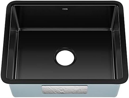 KRAUS Pintura Porcelain Enameled Steel Undermount Single Bowl Kitchen Sink in Black, KE1US21GBL in Saudi Arabia
