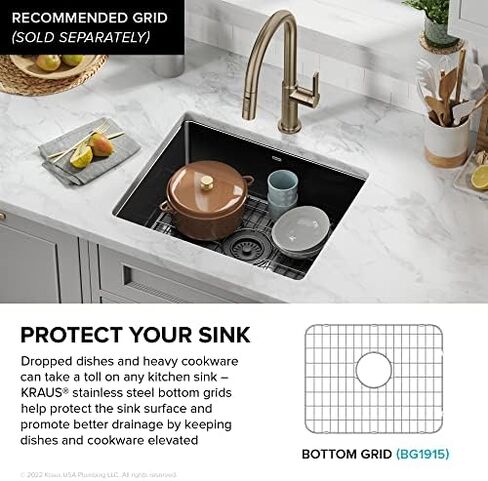 KRAUS Pintura Porcelain Enameled Steel Undermount Single Bowl Kitchen Sink in Black, KE1US21GBL in Saudi Arabia