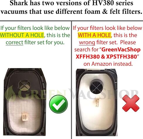 Greenvacshop Shark Rocket Duoclean HV380 ، HV380W ، HV381 ، HV382 ، HV383 ، HV384Q ، UV380 ، ZS360 ، ZS360C ، ZS361C ، ZS362 Filter Aptimated ، 6 FOAM + 6 PoSts. in Kuwait