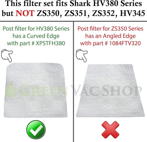 Greenvacshop Shark Rocket Duoclean HV380 ، HV380W ، HV381 ، HV382 ، HV383 ، HV384Q ، UV380 ، ZS360 ، ZS360C ، ZS361C ، ZS362 Filter Aptimated ، 6 FOAM + 6 PoSts. in Kuwait