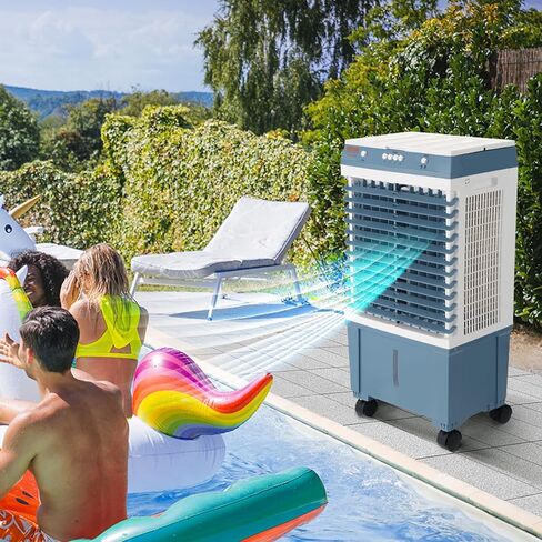 VEVOR Evaporative Air Cooler,1400 CFM 11X31 inch Air Cooler,3 Speeds Cooler Portable Air Conditioner,Energy-Saved Swamp Cooler for party,pool and patio,5 Gal Water Tank & 550 Sq.Ft in Saudi Arabia