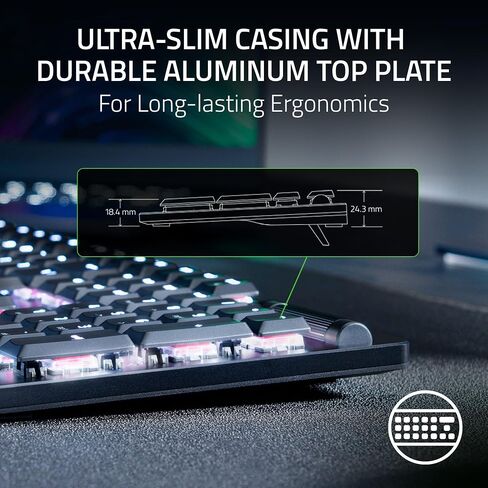 Razer DeathStalker V2 Pro Wireless Gaming Keyboard: Low-Profile Optical Switches - Clicky Purple - HyperSpeed Wireless & Bluetooth 5.0 - Up to 200 Hrs - Ultra-Durable Coated Keycaps - Chroma RGB in Saudi Arabia