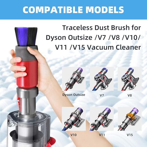 فرشاة غبار لا تترك اثر لمكنسة دايسون اوتسايز / V7 / V8 / V10 / V11 / V15، راس فرشاة غبار ناعمة ذاتية التنظيف لقطع غيار مكنسة دايسون in Kuwait