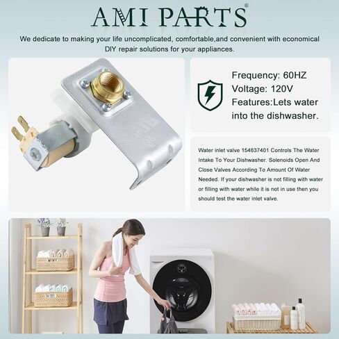 154637401 Water Inlet Valve by AMI PARTS Fit for Frigi-daire ken-more Cro-sley Dishwasher Directly Replaces 154219601 154219602 154359801 154373303 154445901 AP4321824 EA1990907 EAP1990907 PD00000121 in Saudi Arabia