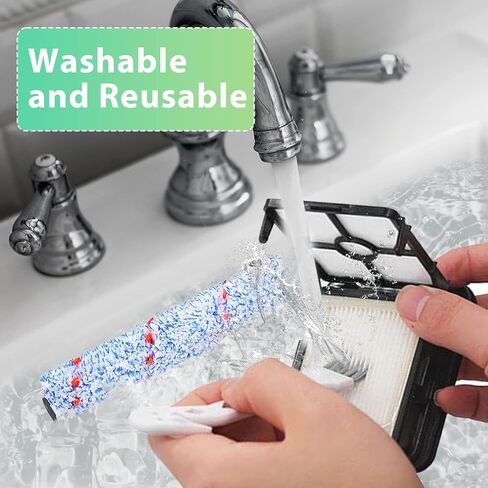 قطع غيار FOSSO 1866 للمكنسة الكهربائية Bissell CrossWave 2306 1785 Series، قارنها بالجزء رقم 1608683، 1608684، تتضمن 4 بكرات فرشاة متعددة الأسطح 1868 CrossWave. in Kuwait