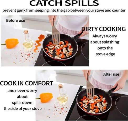 غطاء فجوة مضادة لموقد السيليكون من WFAUIBR (عبوة من قطعتين)، حشو فجوة الموقد، سدادات تسرب بين العدادات، غطاء فجوة مضادة لموقد المطبخ، مناسب للفجوة بين الموقد والعداد، (21 بوصة، أسود) in Kuwait