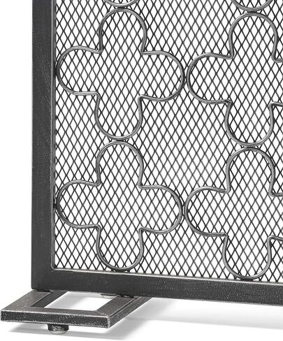 Great Deal Furniture Uriah Modern Single PanelIron Firescreen, Black Brushed Silver Finish in Saudi Arabia