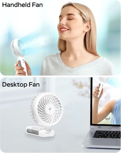Portable Handheld Misting Fan, 4000mAh USB Rechargeable Personal Mister Foldable Fan Battery Operated Spray Water Mist Fan Makeup Small Face Steamer for Travel Outdoors Office blue in Saudi Arabia