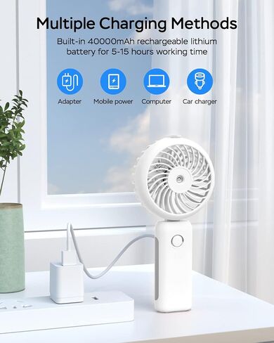 Portable Handheld Misting Fan, 4000mAh USB Rechargeable Personal Mister Foldable Fan Battery Operated Spray Water Mist Fan Makeup Small Face Steamer for Travel Outdoors Office blue in Saudi Arabia