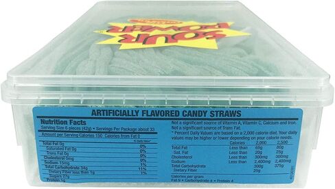 Dorval Sour Power Candy Straws التفاح الأخضر حوض 200 قطعة - 49.40 أوقية in Saudi Arabia