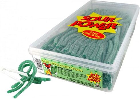 Dorval Sour Power Candy Straws التفاح الأخضر حوض 200 قطعة - 49.40 أوقية in Saudi Arabia
