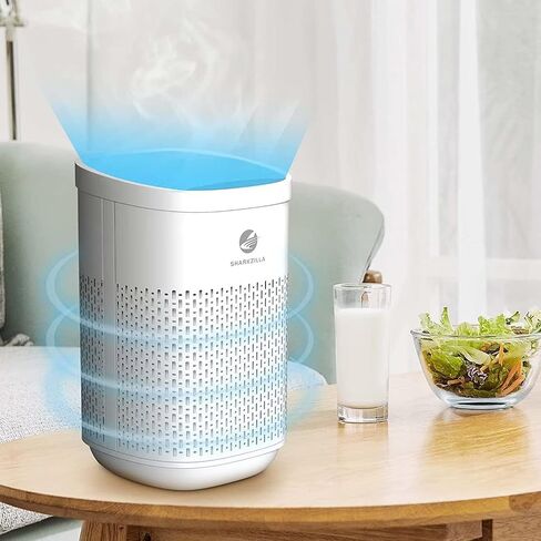 SHARKZILLA Air Purifiers for Bedroom, H13 HEPA Filter 270 sq ft, Dual Protection Filters 0.1 Microns, Deodorizer for Pollen Dust Pet Hair Smoke Smelly Plant, Greenhouse Odor Control, White in Saudi Arabia