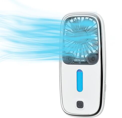 مبرد الهواء الشخصي Arctic Air Pocket Chill من Ontel - قوي 3 سرعات، خفيف الوزن، محمول، لاسلكي، مروحة تبريد شخصية قابلة لإعادة الشحن مع مسند مدمج in Saudi Arabia