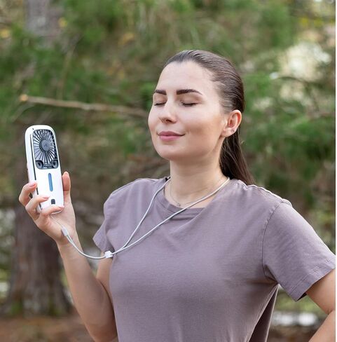 مبرد الهواء الشخصي Arctic Air Pocket Chill من Ontel - قوي 3 سرعات، خفيف الوزن، محمول، لاسلكي، مروحة تبريد شخصية قابلة لإعادة الشحن مع مسند مدمج in Saudi Arabia