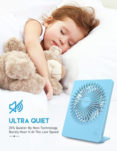 Zuvas Desk Fan Battery Operated Rechargeable 180°Tilt Folding Personal Ultra Quiet Small Portable Fan Beige in Kuwait