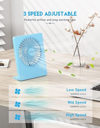 Zuvas Desk Fan Battery Operated Rechargeable 180°Tilt Folding Personal Ultra Quiet Small Portable Fan Beige in Kuwait