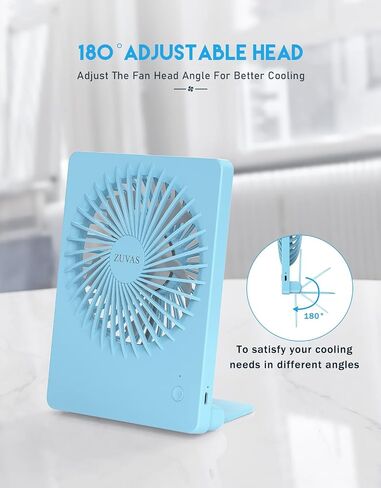 Zuvas Desk Fan Battery Operated Rechargeable 180°Tilt Folding Personal Ultra Quiet Small Portable Fan Beige in Kuwait