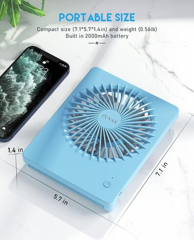 Zuvas Desk Fan Battery Operated Rechargeable 180°Tilt Folding Personal Ultra Quiet Small Portable Fan Beige in Kuwait