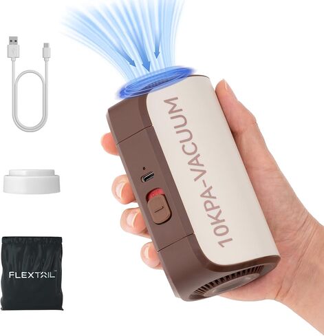 مضخة تفريغ فليكستايلجير 10 كيلو باسكال لمرتبة هوائية ذاتية النفخ، مضخة هواء كهربائية محمولة لأكياس المكنسة الكهربائية للملابس والتخييم، بطارية مضخة تفريغ قابلة لإعادة الشحن USB C in Kuwait