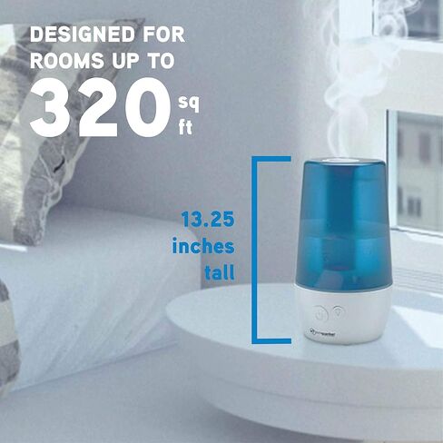 جهاز ترطيب الهواء بالرذاذ البارد بالموجات فوق الصوتية H965AR من بيور جارديان، 70 ساعة. وقت التشغيل، 1 جالون. سعة الخزان 320 قدم مربع. قدم. التغطية، الغرف الصغيرة، خزان خالٍ من الفلتر، معالج باللون الفضي، يتضمن علبة الزيت العطري in Kuwait