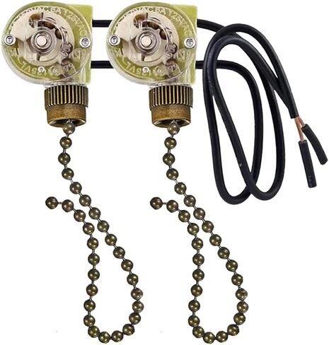 Ceiling Fan Light Switch Zing Ear ZE-109 Fan Light Switch,2 Wire Pull Chain Switch,Wall Lamps Switch,Cabinet Light Switch,(ON-Off, 6 A/125V AC),Bronze,Pack of 2. in Kuwait
