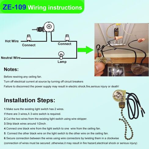 Ceiling Fan Light Switch Zing Ear ZE-109 Fan Light Switch,2 Wire Pull Chain Switch,Wall Lamps Switch,Cabinet Light Switch,(ON-Off, 6 A/125V AC),Bronze,Pack of 2. in Kuwait