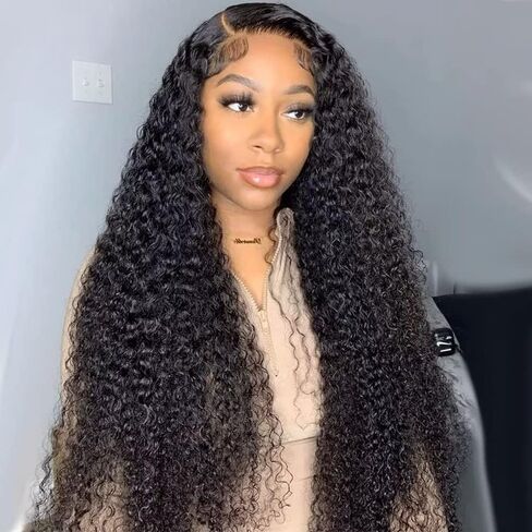 RXY V part wig human hair deep wave no leave out no glue thin part wig deep wave (18 inch, V part wig deep curly) in Saudi Arabia