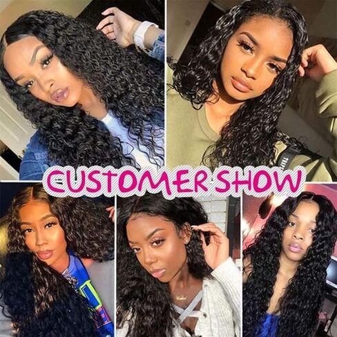 RXY V part wig human hair deep wave no leave out no glue thin part wig deep wave (18 inch, V part wig deep curly) in Saudi Arabia