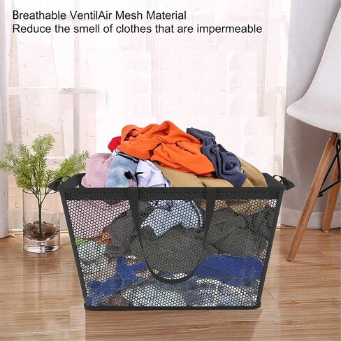 NPET 27L Laundry Basket Collapsible Laundry Hamper with PEVA Waterproof Material Clothes Bag Storage Basket Bin for Laundry,Bedroom and Domitory in Saudi Arabia