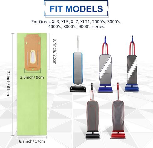 كيباو اكياس مكنسة كهربائية من اوريك اكس ال نوع سي سي، تناسب جميع المكانس الكهربائية العمودية من اوريك XL، قطعة CCPK8، CCPK8OH، CCPK8DW، عبوة من 12 قطعة، اخضر وابيض in Kuwait