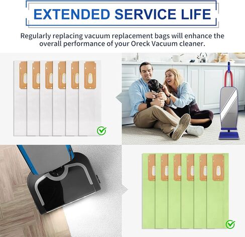 كيباو اكياس مكنسة كهربائية من اوريك اكس ال نوع سي سي، تناسب جميع المكانس الكهربائية العمودية من اوريك XL، قطعة CCPK8، CCPK8OH، CCPK8DW، عبوة من 12 قطعة، اخضر وابيض in Kuwait