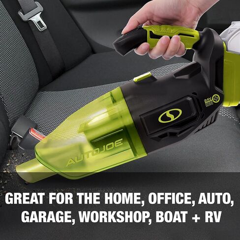 Auto Joe AJVAC-P1 24V Cordless Wet/Dry Handheld Vacuum w/5 Attachments, Bag, Kit (w/ 2-Ah Battery and Charger), Green in Saudi Arabia